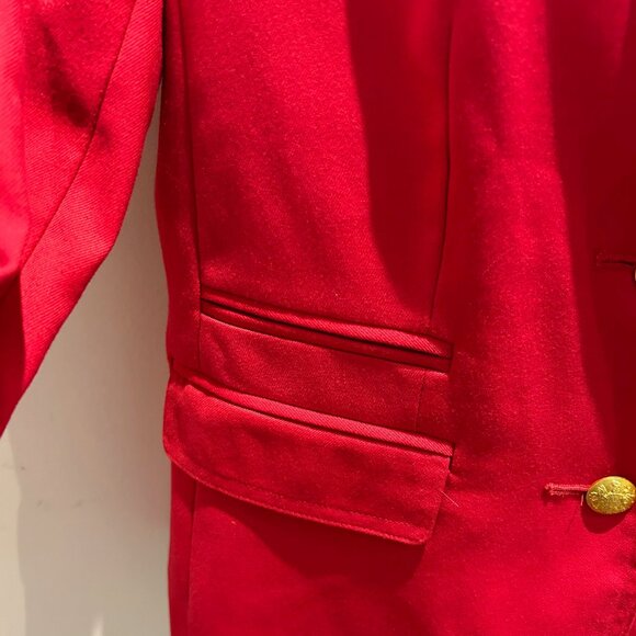 EUC JCrew size 6 red blazer - military inspired, patterned lining - Picture 4 of 8